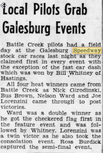 Galesburg Speedway - July 5 1955 Article